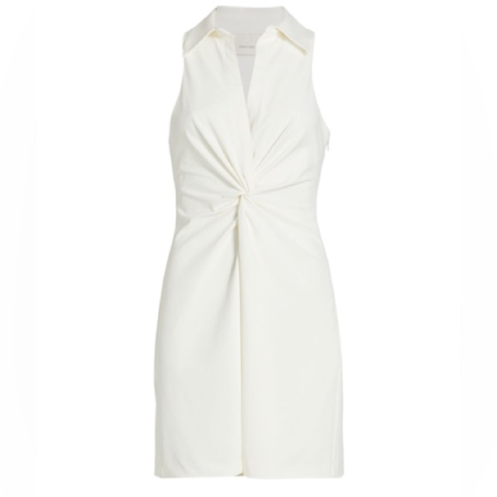 Cinq A Sept Mckenna Twist Front Collared A-line Mini Dress In Ivory. 2.